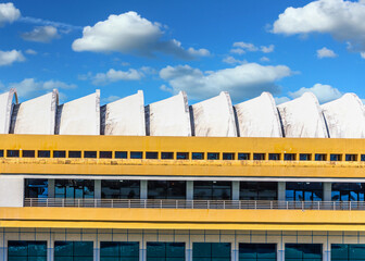 Sticker - The Modern Roof of Port Terminal Building in Old San Juan Puerto Rico