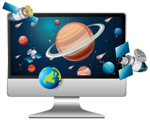Wall Mural - solar system on computer background