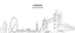london cityscape line vector. sketch style british landmark illustration 