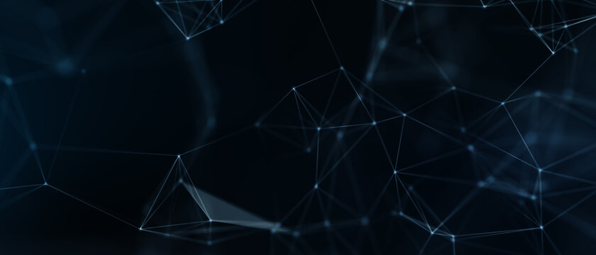 Abstract futuristic - technology with polygonal shapes on dark blue background. Design digital technology concept. 3d illustration.