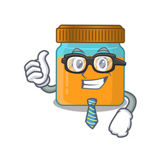 Wall Mural - cartoon drawing of honey jar Businessman wearing glasses and tie