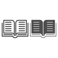 Poster - Open book line and solid icon, education concept, Reading sign on white background, Notebook or textbook icon in outline style for mobile concept and web design. Vector graphics.