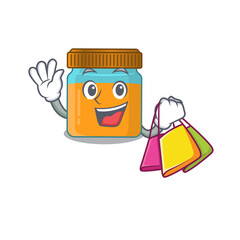 Canvas Print - wealthy honey jar cartoon character with shopping bags