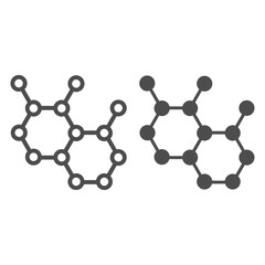 Aufkleber - Molecular structure line and solid icon, science concept, Molecule sign on white background, chemical formula consisting of molecules icon in outline style for mobile and web design. Vector graphics.