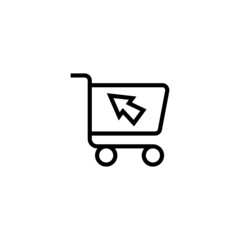 Online shop vector icon  in black line style icon, style isolated on white background