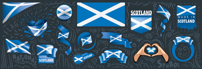 Wall Mural - Vector set of the national flag of Scotland in various creative designs