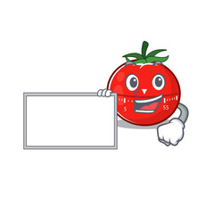 Canvas Print - Cartoon character style of tomato kitchen timer holding a white board