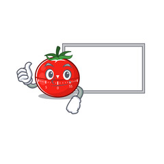 Canvas Print - Tomato kitchen timer Caricature character design style with a white board