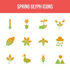 Sticker - Unique spring vector glyph icon set