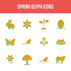 Poster - Unique spring vector glyph icon set