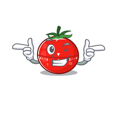 Wall Mural - Caricature design concept of tomato kitchen timer with funny wink eye