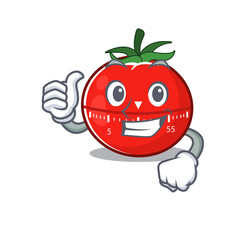 Wall Mural - Tomato kitchen timer cartoon picture design showing OK finger pose