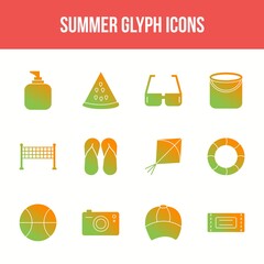 Poster - Unique summer vector glyph icon set