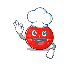 Wall Mural - Tomato kitchen timer chef cartoon drawing style wearing iconic chef hat