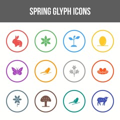 Poster - Unique spring vector glyph icon set