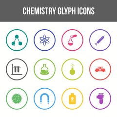 Wall Mural - Unique chemistry vector glyph icon set