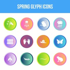 Sticker - Unique spring vector glyph icon set