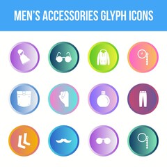 Wall Mural - Unique men's accessories vector glyph icon set