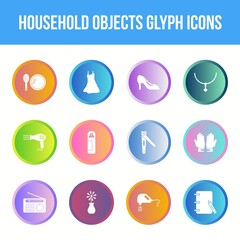 Poster - Unique household objects vector glyph icon set