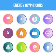 Poster - Unique energy vector glyph icon set