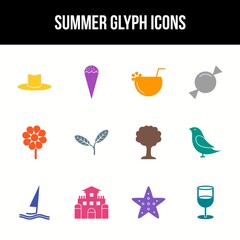 Poster - Unique summer vector glyph icon set