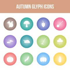 Sticker - Unique autumn vector glyph icon set