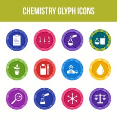 Wall Mural - Unique chemistry vector glyph icon set