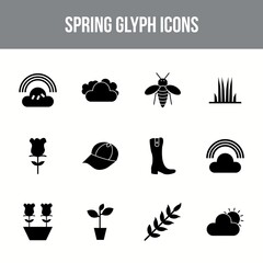 Canvas Print - Unique spring vector glyph icon set