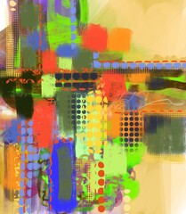 Wall Mural - Unique abstract original art digital design hand painted one of a kind artwork for artistic creative decorative use, oil painted collage color block effect and soft focus paint splash