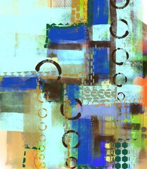 Wall Mural - Unique abstract original art digital design hand painted one of a kind artwork for artistic creative decorative use, oil painted collage color block effect and soft focus paint splash