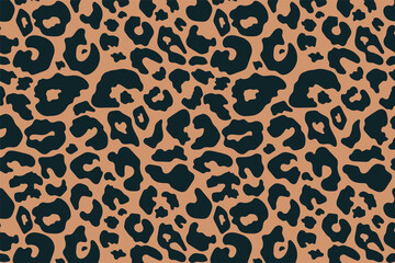 Poster - Trendy leopard pattern background. Hand drawn fashionable wild animal cheetah skin dark brown texture for fashion print design, cover, banner, wallpaper. Vector illustration