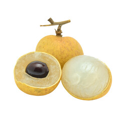 Wall Mural - Fresh longan with slice half isolated on white background.