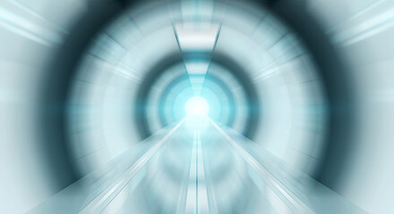 Aufkleber - Abstract zoom effectin a bright tunnel background with traffic lights