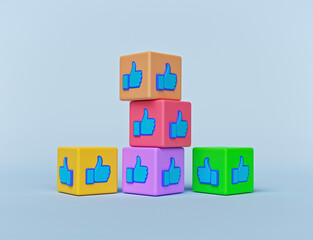 Poster - colorful 3d cubes like icon. minimal design. 3d rendering