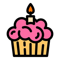 Poster - Birthday cupcake icon. Outline birthday cupcake vector icon for web design isolated on white background