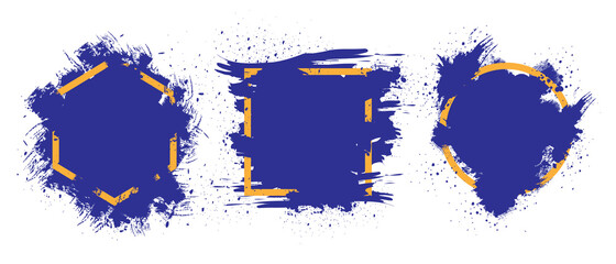 Wall Mural - blue grunge with frame vector, collection of grunge background, spray paint elements, black splashes