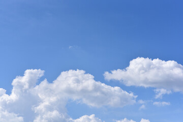 beautiful nature white cloud on blue sky background in daytime at summer season with copy space.
