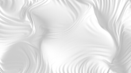 Wall Mural - White silk background. Closeup of rippled silk fabric. White satin texture with folds and drapes. Waving cloth abstract background. 3d rendering.