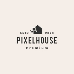 Sticker - pixel house hipster vintage logo vector icon illustration