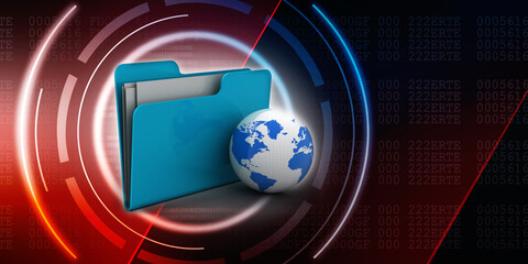 Poster - 3d rendering folder with documents