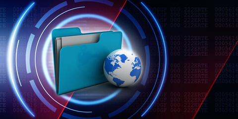 Poster - 3d rendering folder with documents