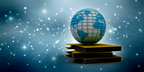 Poster - 3d rendering folder with documents