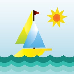 Poster - boat at sea