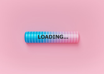 Poster - simple progress loading bar in pastel pink background. 3d rendering
