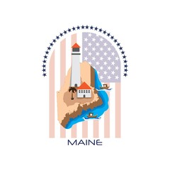 Sticker - map of maine state