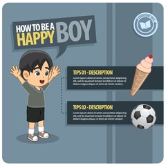 Canvas Print - infographic of an happy boy