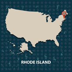 Wall Mural - rhode island state on the map of usa