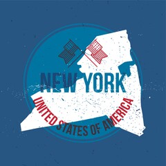 Sticker - map of new york state label