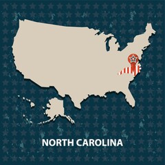 Wall Mural - north carolina state on the map of usa