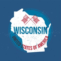 Sticker - map of wisconsin state label